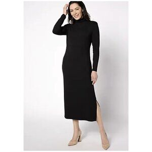 Women with Control Women's Mock Neck Jersey Shaper Midi Dress Size XLP Black NWT